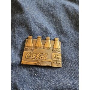 Vintage 1976 Coca-Cola 8-Pack Commemorative Brass Belt Buckle - Bergamot